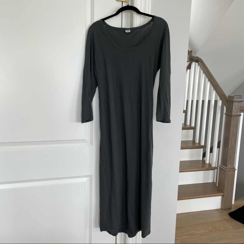 Christina Lehr gray long sleeve long t-shirt dress